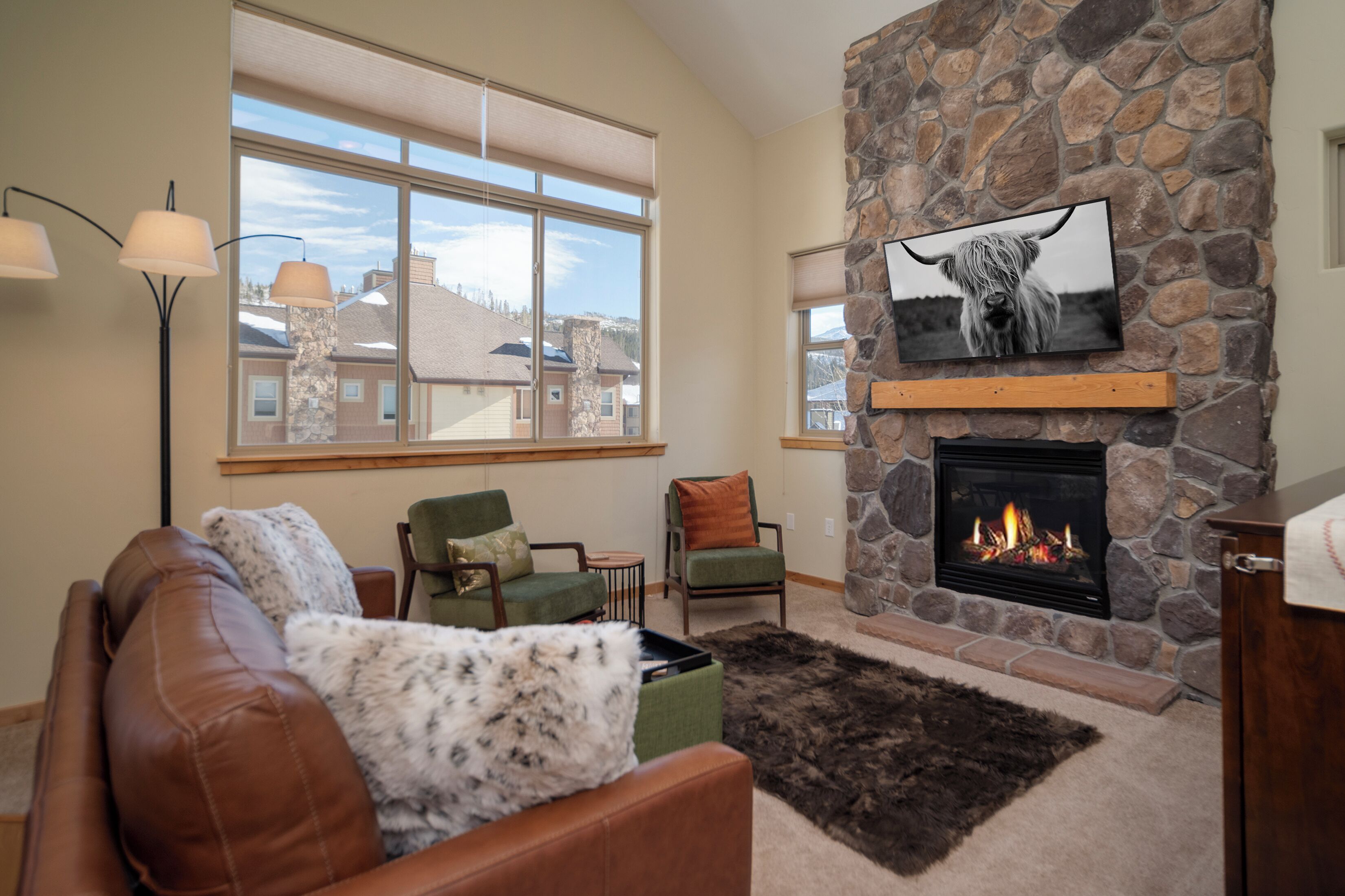 Televisión y chimenea 