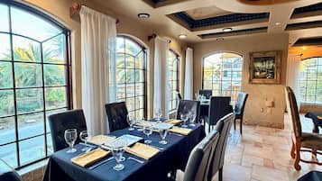 Dinner served, ocean views