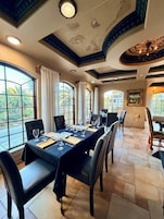 Dinner served, ocean views