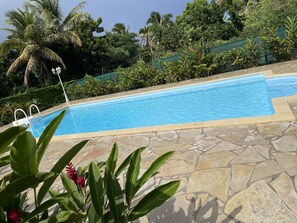 Outdoor pool - Gîtes Papillon - Studio with swimming pool (Saint-François)
