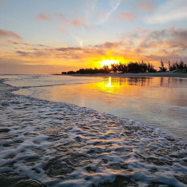 Plage à proximité, chaise longue, serviettes de plage