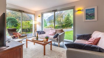 TV connectée, cheminée, chaßne hi-fi