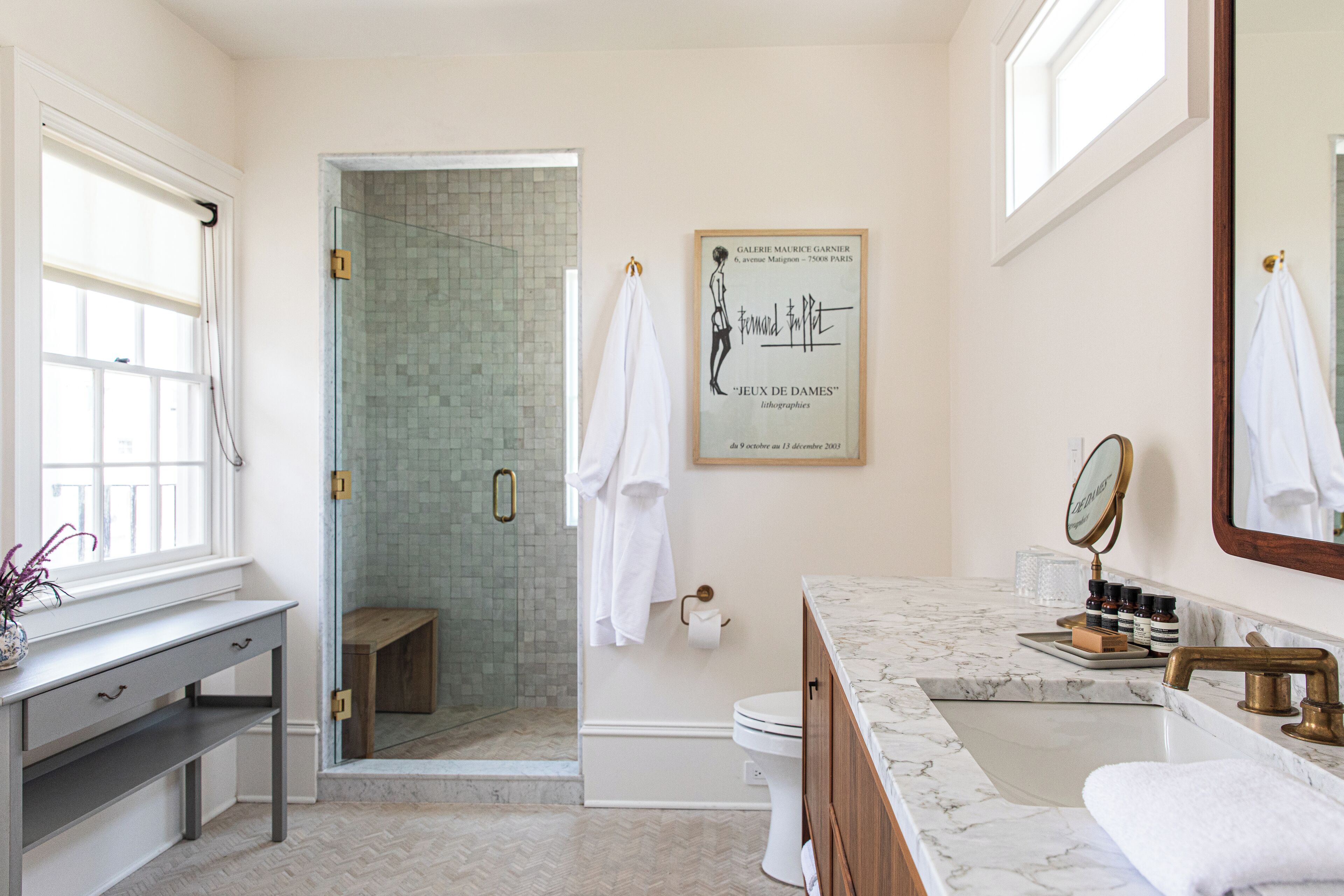 the townhouse | bathroom | free toiletries, hair dryer, bathrobes, slippers