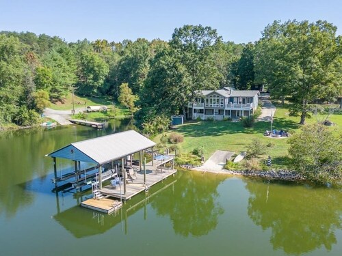 Lakefront Retreat with Game Room, Hot Tub, and Gym!