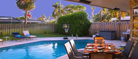 Outdoor pool, a heated pool