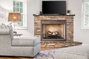 Smart TV, fireplace, video games, table football