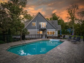 A heated pool - Secluded Asheville Luxury Home with Pool, Hot Tub & Theater  | 15 min to Downtown! (Asheville)