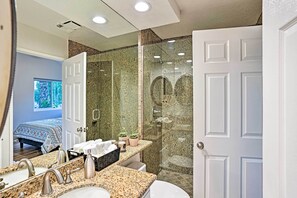 Free toiletries, hair dryer, towels