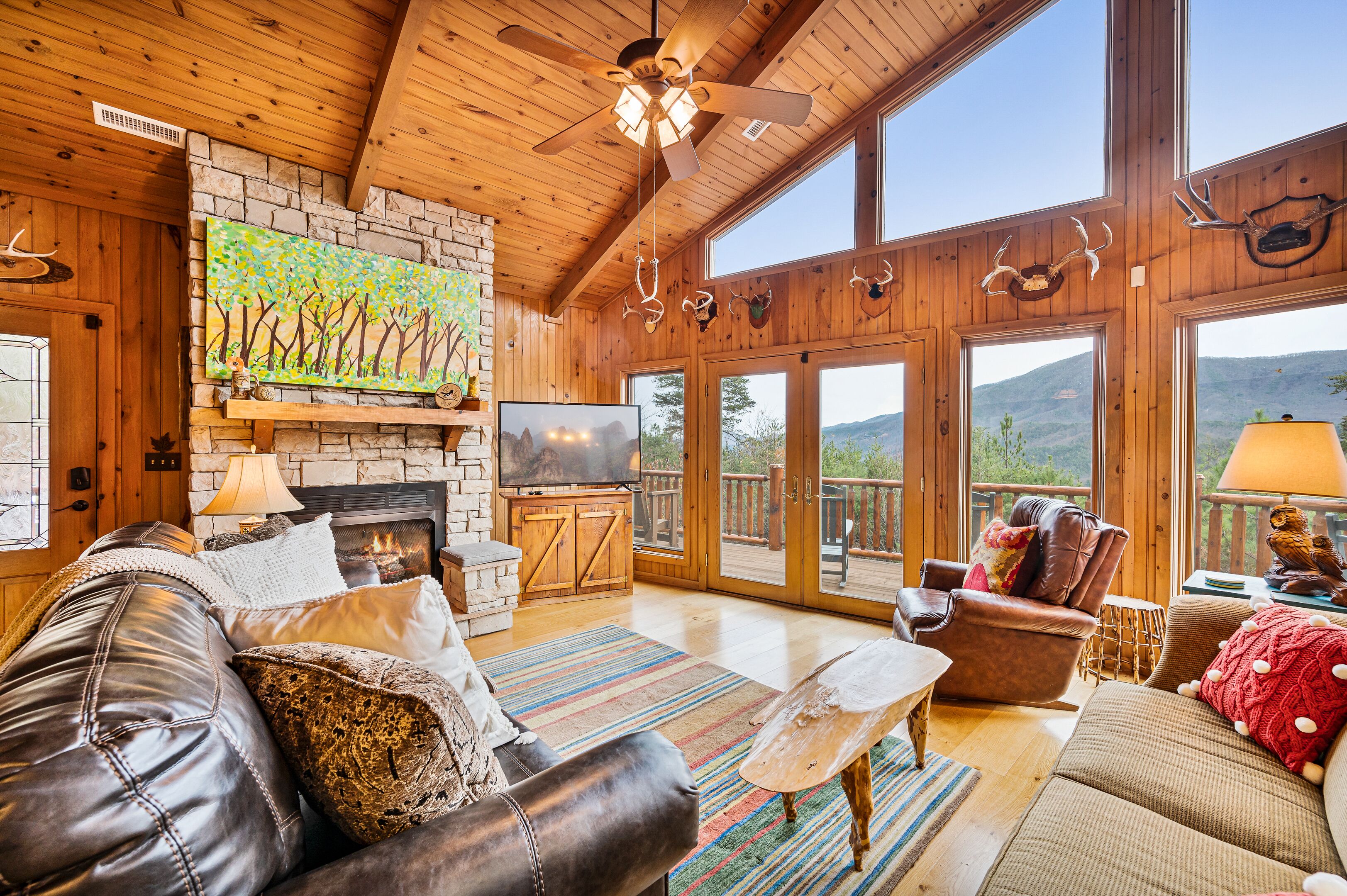 Smart TV, fireplace, video games, ping pong