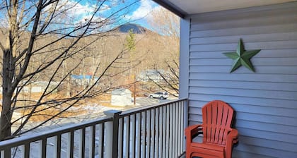 Kitchen, AC, deck, mountain view, pool, ski shuttle. LA203 by LRS