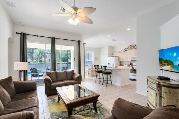 Villa, 4 Bedrooms | Living area - 4 Bedroom/3 Bath South Facing Pool/Spa Villa 4 Villa by RedAwning (Kissimmee)