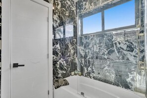 Bathtub, hair dryer
