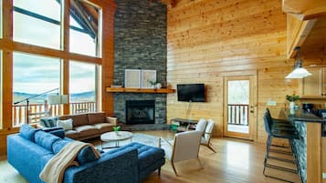 Smart TV, fireplace, video games, DVD player