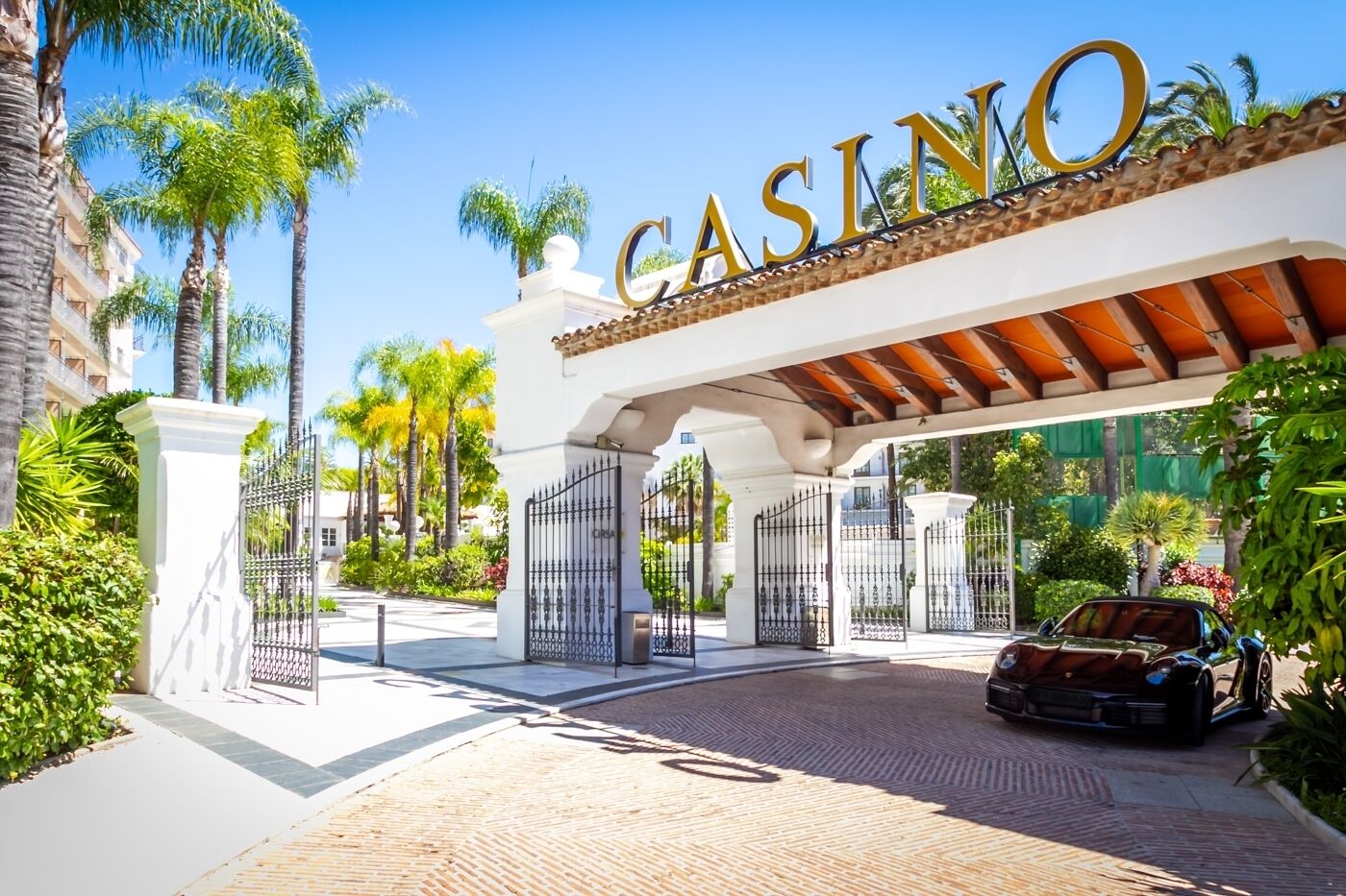 A gated entrance with a sign reading "CASINO" above.
