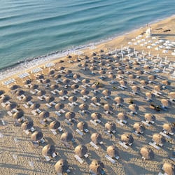 Private beach, sun loungers, beach umbrellas