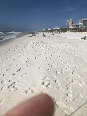 Beach nearby, sun loungers
