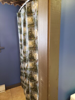 Ensemble douche/baignoire, sèche-cheveux, serviettes fournies, savon