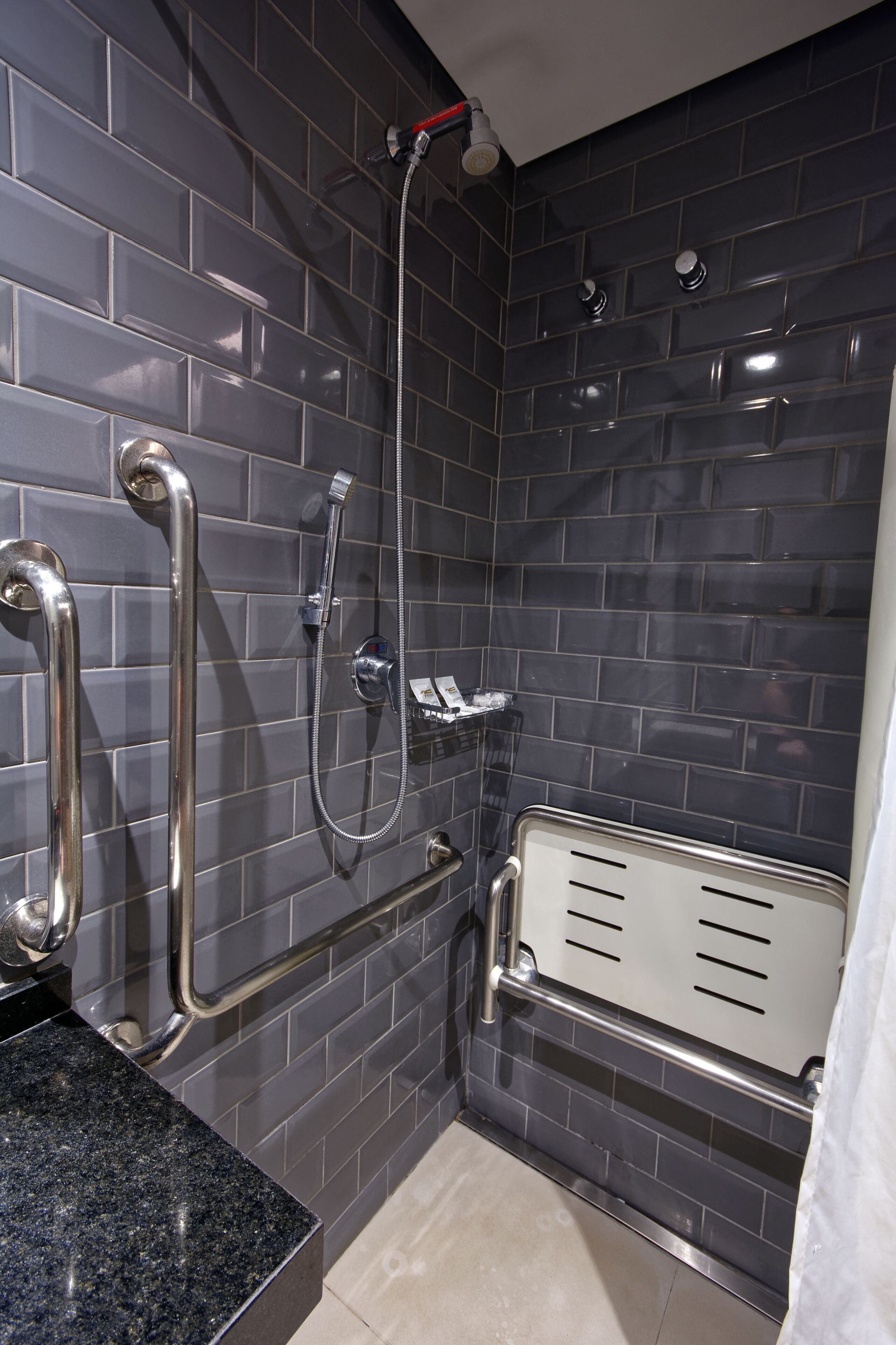 standard room adaptado | bathroom | shower, hair dryer, towels