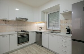 Fridge, oven, stovetop, dishwasher