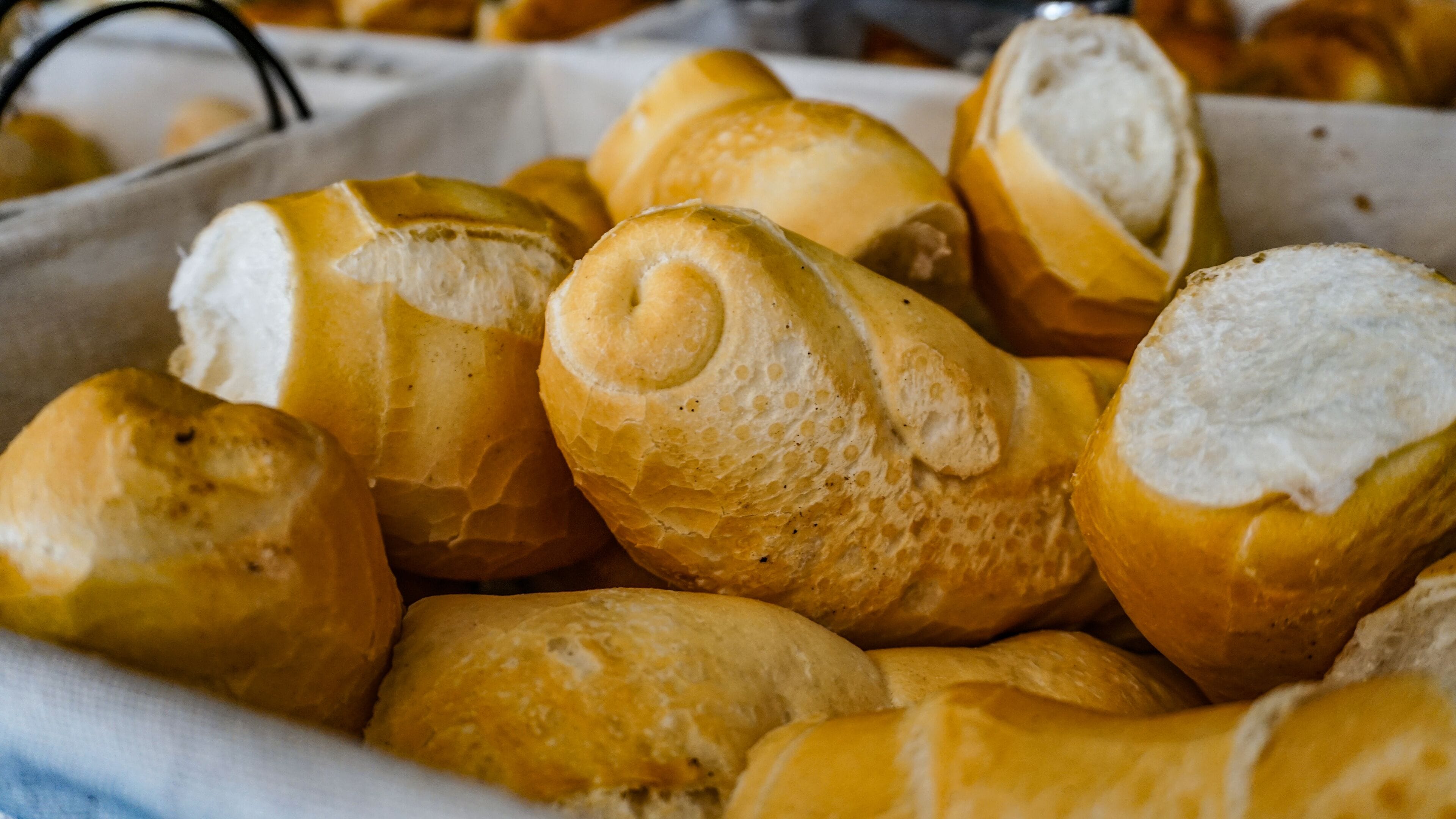 A basket of freshly baked croissants.