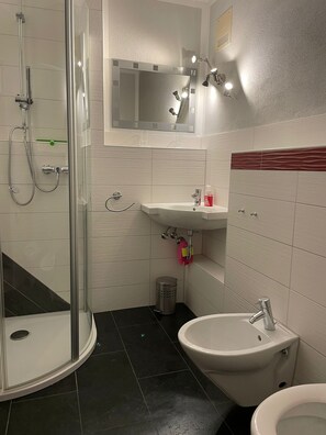 Dusche, Haartrockner, Bidet, Handtücher