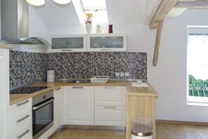 Family Villa, Multiple Bedrooms, 2 Bathrooms (Villa Cujez With Sauna And Pool) | Private kitchen | Fridge, microwave, oven, stovetop - Villa Cujez With Sauna And Pool (Rečica ob Savinji)