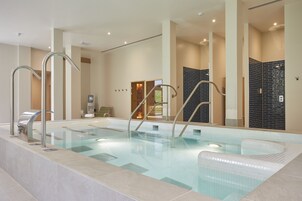 Indoor pool, outdoor pool, sun loungers