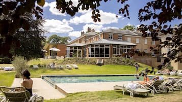 Indoor pool, outdoor pool, pool loungers
