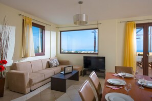 Televisio, DVD-soitin, kirjoja, stereot