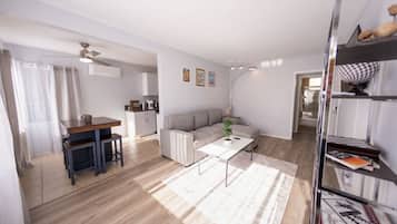 Smart TV, foosball, books