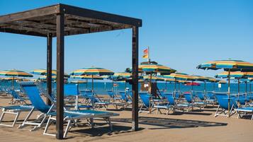 Rannalla, rantapyyhkeitä