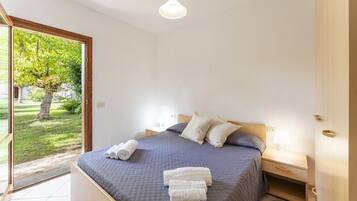 1 bedroom, iron/ironing board, travel crib, bed sheets