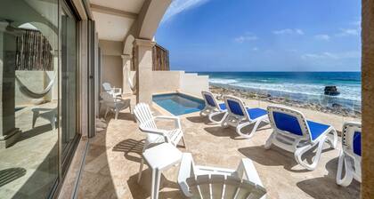 Oceanfront Villa with heated pool. Summer brings turtle and whale sharks.