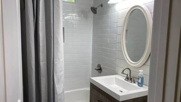 Bathtub, hair dryer
