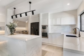 Microwave, oven, electric kettle, toaster