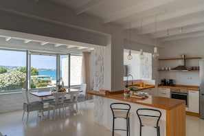 Fridge, oven, coffee/tea maker, electric kettle