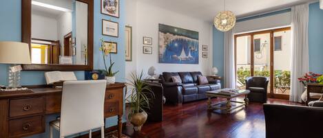 2 bedrooms, desk, laptop workspace, iron/ironing board