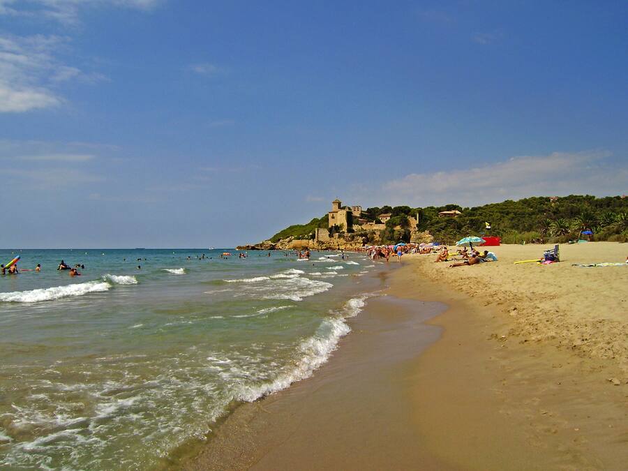 On the beach, white sand