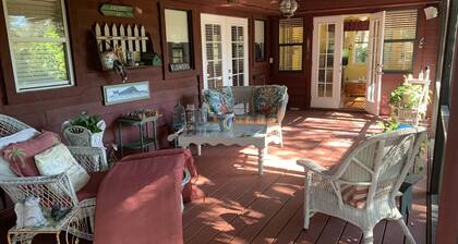 Roomy farmhouse with babbling brook feature, 4 miles to the beach.