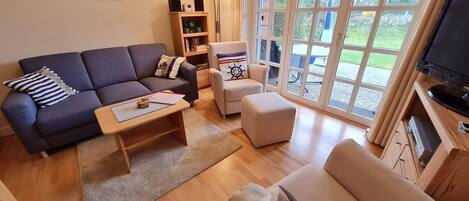 TV, DVD player, stereo