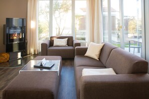 TV, fireplace, DVD player, stereo - Author's house apartment 1 "Franz Kafka" - Autorenhaus Usedom (Heringsdorf)