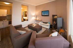 TV, fireplace, DVD player - Rainer Maria Rilke apartment in the author's house on Usedom! - Author's House Usedom (Heringsdorf)