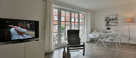 TV, DVD player, stereo