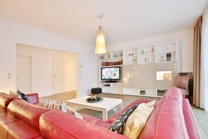 TV, DVD player, stereo