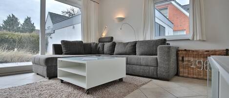 Télévision, cheminée, lecteur de DVD, chaßne hi-fi