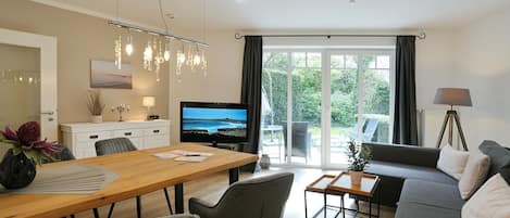 TV, DVD player, stereo