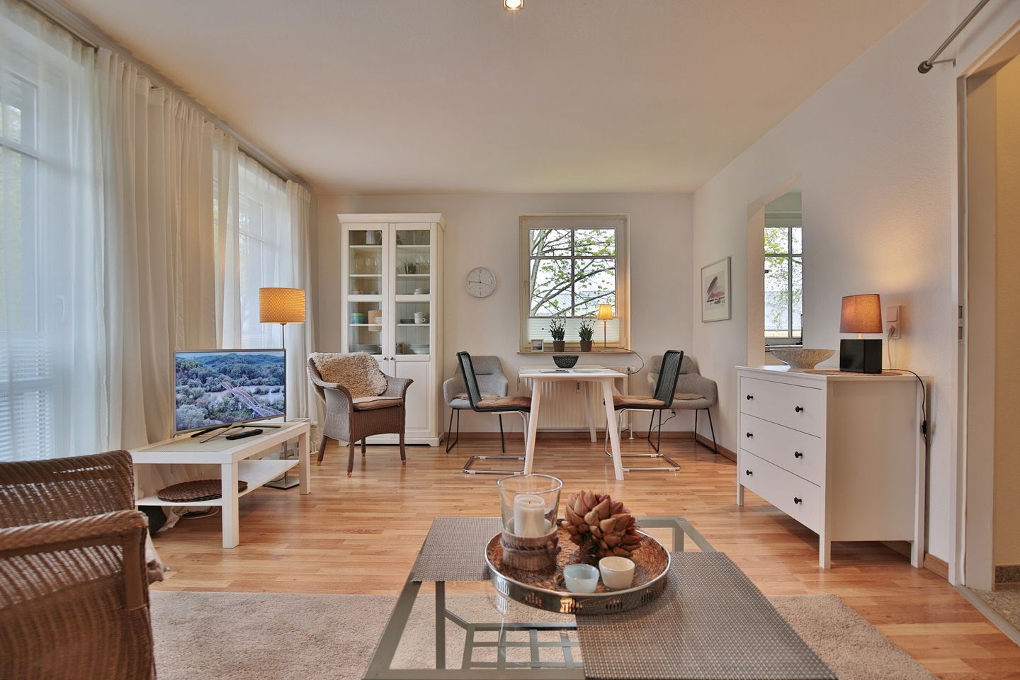 TV, DVD player, stereo