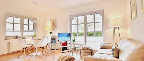 TV, DVD player, stereo