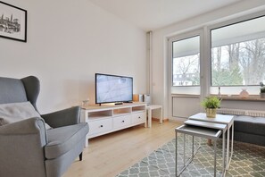 TV, DVD player, stereo