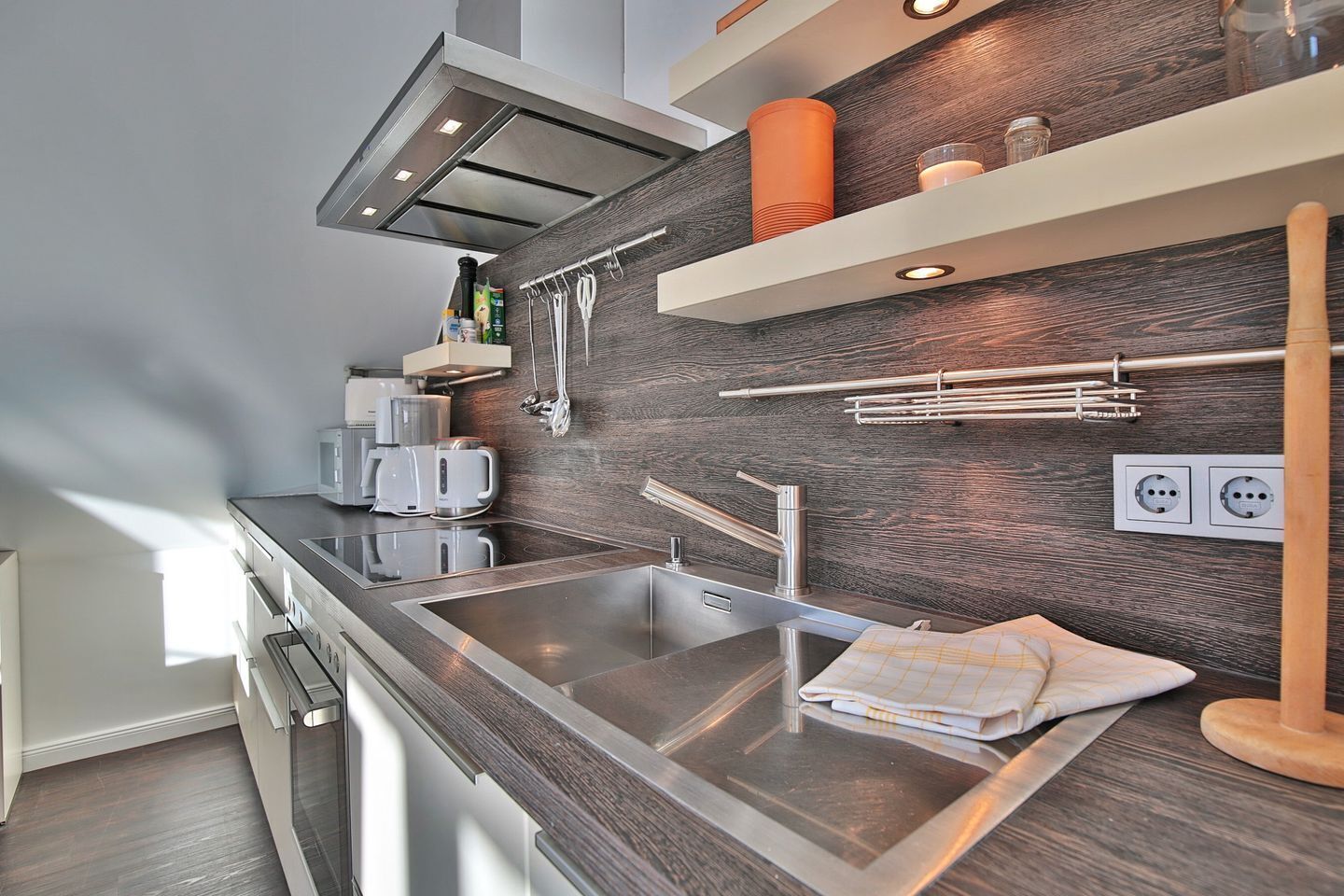 Fridge, microwave, dishwasher, electric kettle